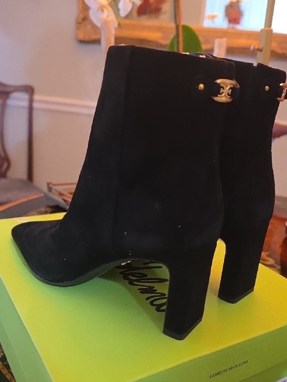 Sam Edelman Black Suede Pointed Toe Ankle Booties NEW NO TAGS